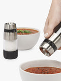 OXO salt and pepper grinders set stainless steel acrylic (British brand)