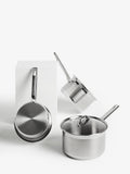 John Lewis stainless steel saucepan set with glass lids, 3 pieces, UK version