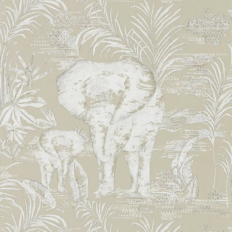 Harlequin Kinabalu elephant toile wallpaper, UK version