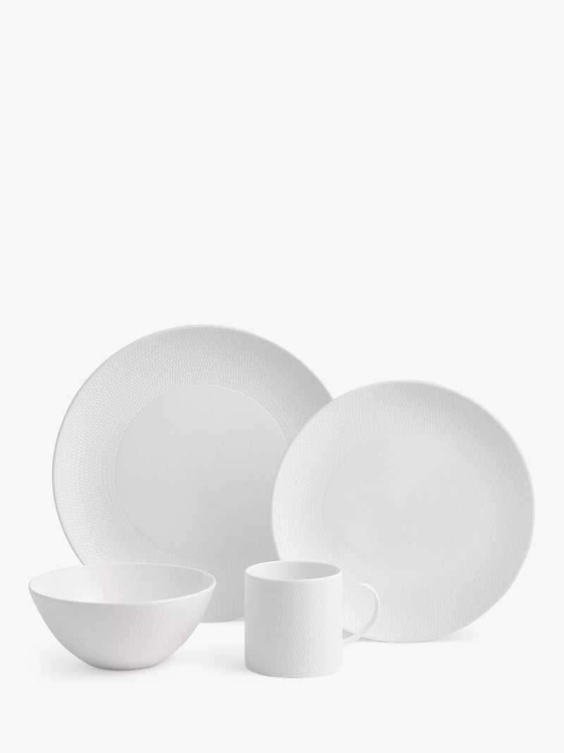 Wedgwood Gio bone china dinnerware set 16-piece white, imported from the UK