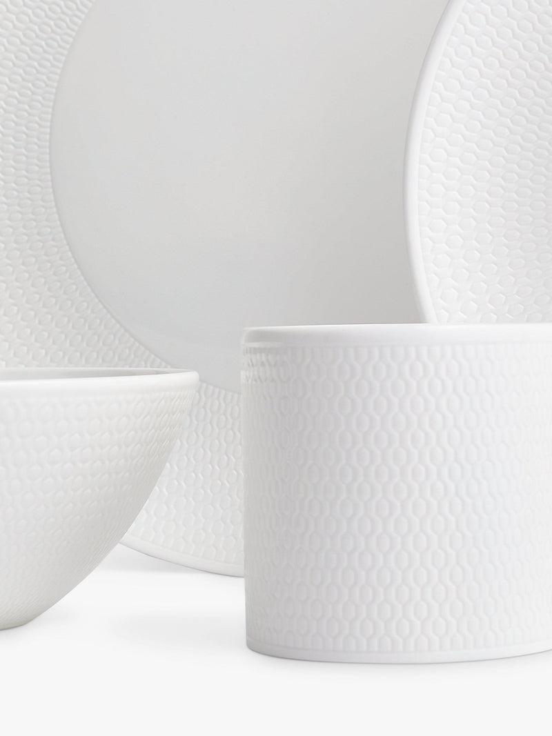 Wedgwood Gio bone china dinnerware set 16-piece white, imported from the UK