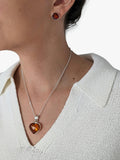 Be-Jewelled amber heart pendant necklace sterling silver (British brand)