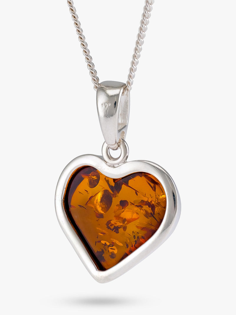Be-Jewelled amber heart pendant necklace sterling silver (British brand)