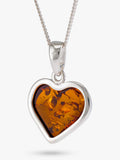 Be-Jewelled amber heart pendant necklace sterling silver (British brand)