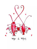 Louise Mulgrew Designs Mr and Mrs lobster wedding card, imported from the UK