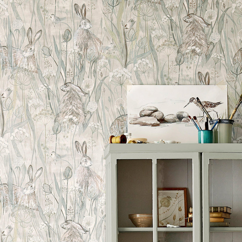 Sanderson Dune Hares Wallpaper (British brand)