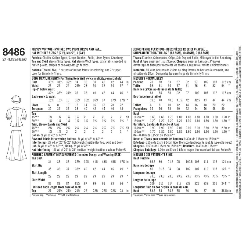 Simplicity sewing pattern for Snow White costume, UK version