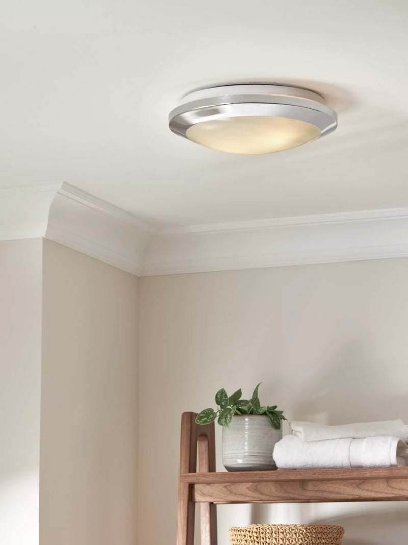 John Lewis Kara Flush Ceiling Light chrome effect - British product
