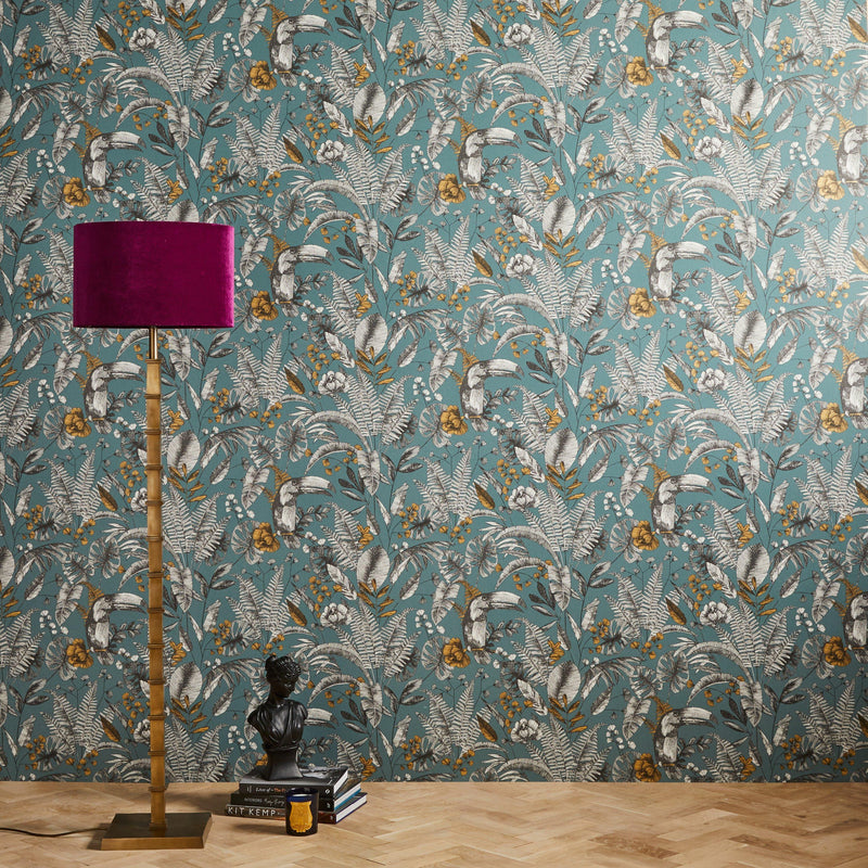 John Lewis exotic wallpaper with toucans and tropical foliage, UK version
