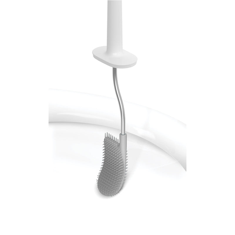 Joseph Joseph flexible silicone toilet brush with D-shaped head, grey, UK version