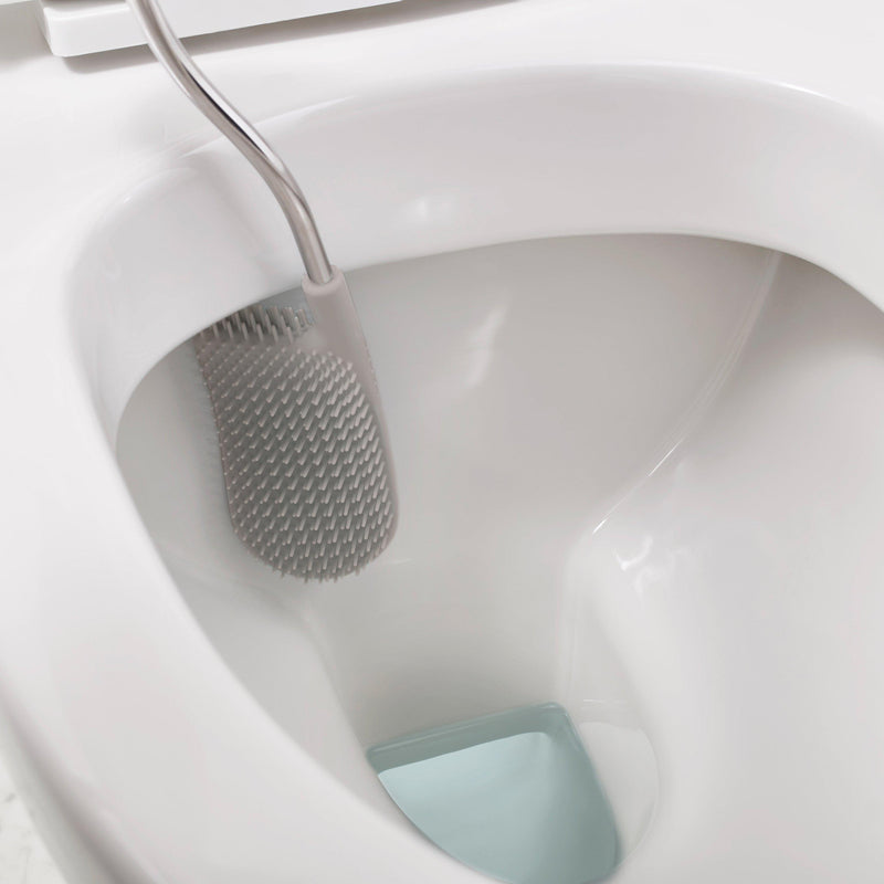 Joseph Joseph flexible silicone toilet brush with D-shaped head, grey, UK version