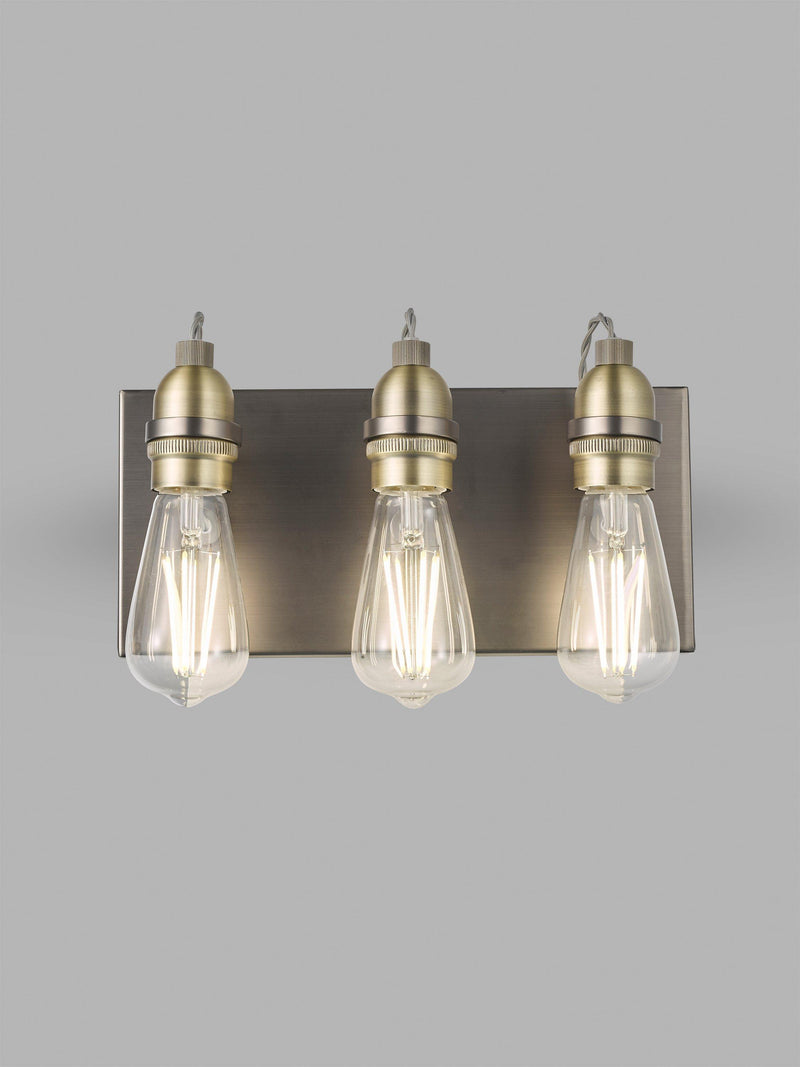 John Lewis Bistro three arm wall light antique brass - British product