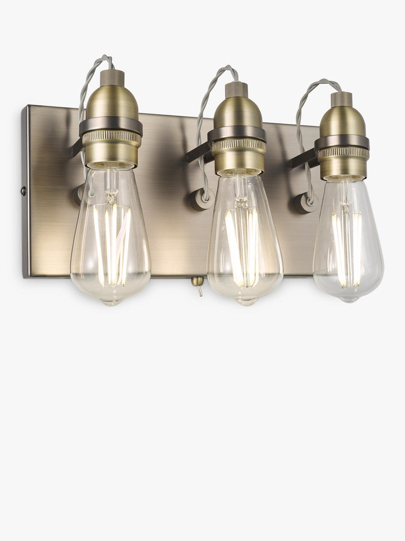 John Lewis Bistro three arm wall light antique brass - British product