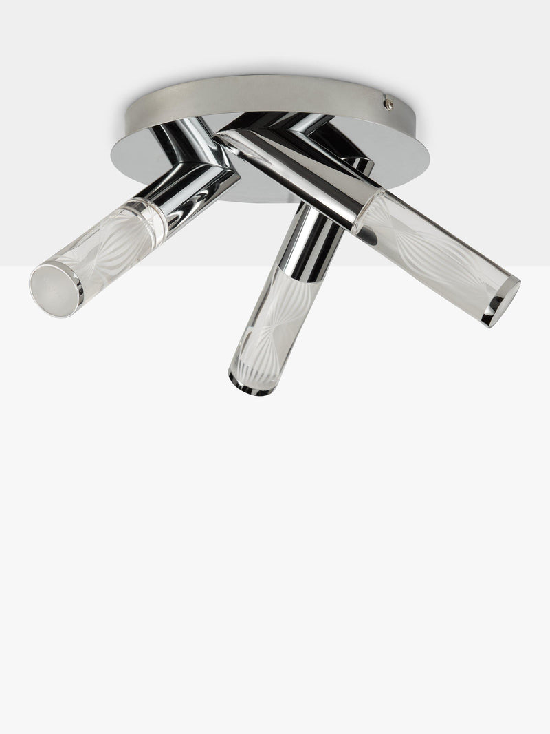 John Lewis Oslo chrome bathroom ceiling light 3 arms LED H16x22cm (British brand)