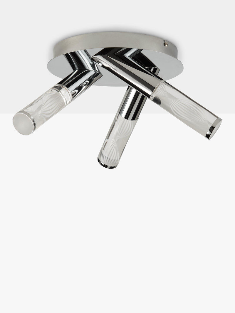 John Lewis Oslo chrome bathroom ceiling light 3 arms LED H16x22cm (British brand)