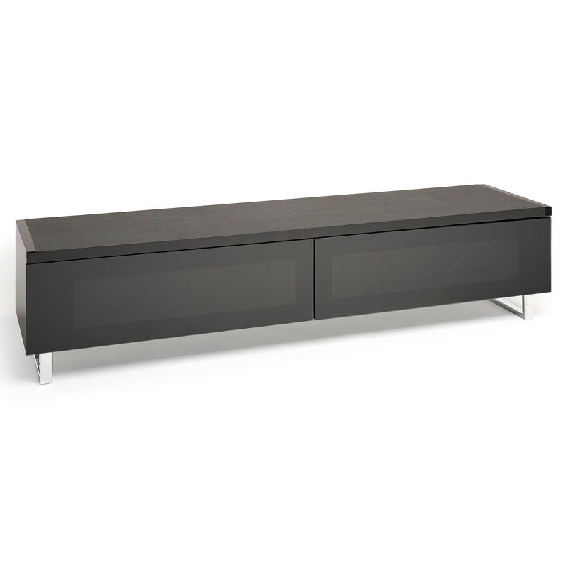 AVF Panorama PM160 TV stand with walnut veneer and chrome legs, imported from the UK