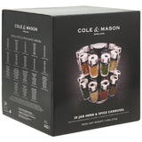 Cole & Mason filled spice rack carousel with 20 jars - British product