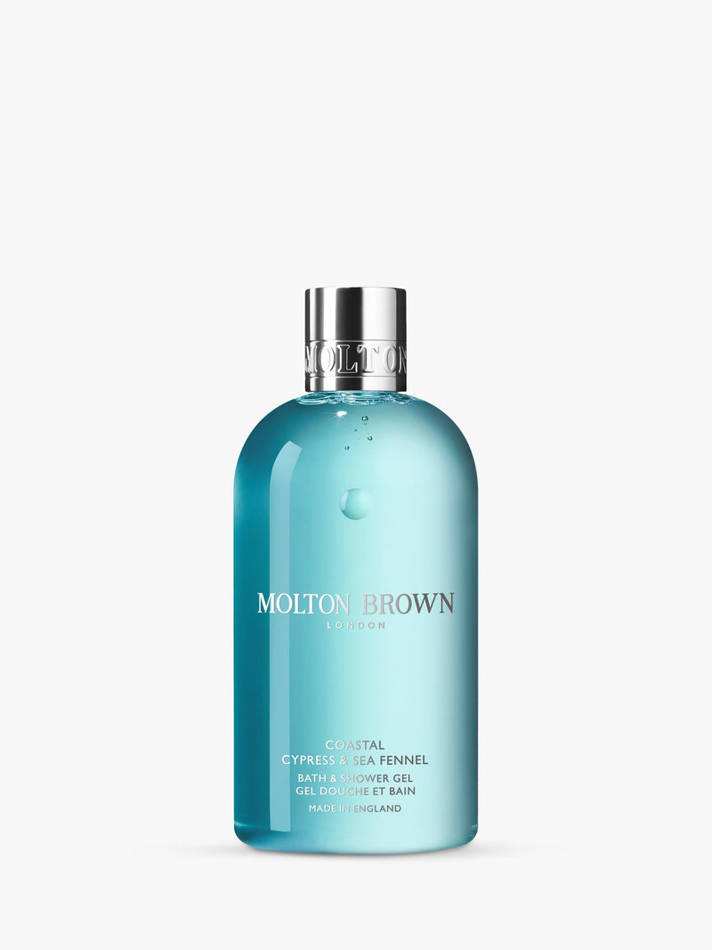 Molton Brown coastal cypress and sea fennel bath and shower gel 300ml, imported from the UK