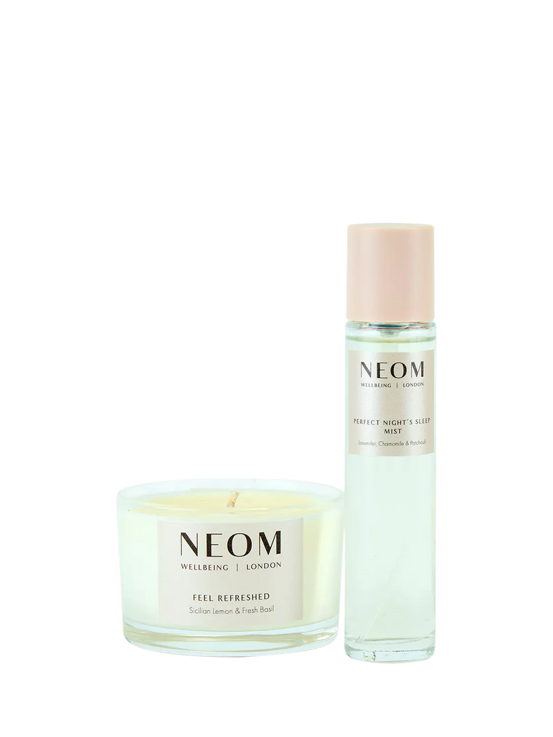NEOM Wellbeing London day and night gift set with candle and mist, UK version