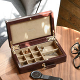 Dulwich Designs brown leather cufflinks box, imported from the UK