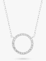 John Lewis Estella Bartlett Pave Cubic Zirconia Circle Pendant Necklace, Silver- Buy online at McGrocer