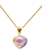 John Lewis E.W Adams 9ct Gold Diamond and Freshwater Pearl Heart Pendant Necklace- Buy online at McGrocer