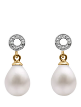 John Lewis E.W Adams 9ct Gold Freshwater Pearl and Diamond Circle Drop Earrings- Buy online at McGrocer