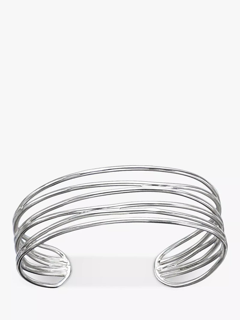 Nina B 6 strand open bangle, sterling silver (British brand)