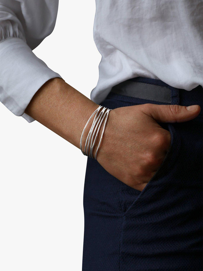 Nina B 6 strand open bangle, sterling silver (British brand)