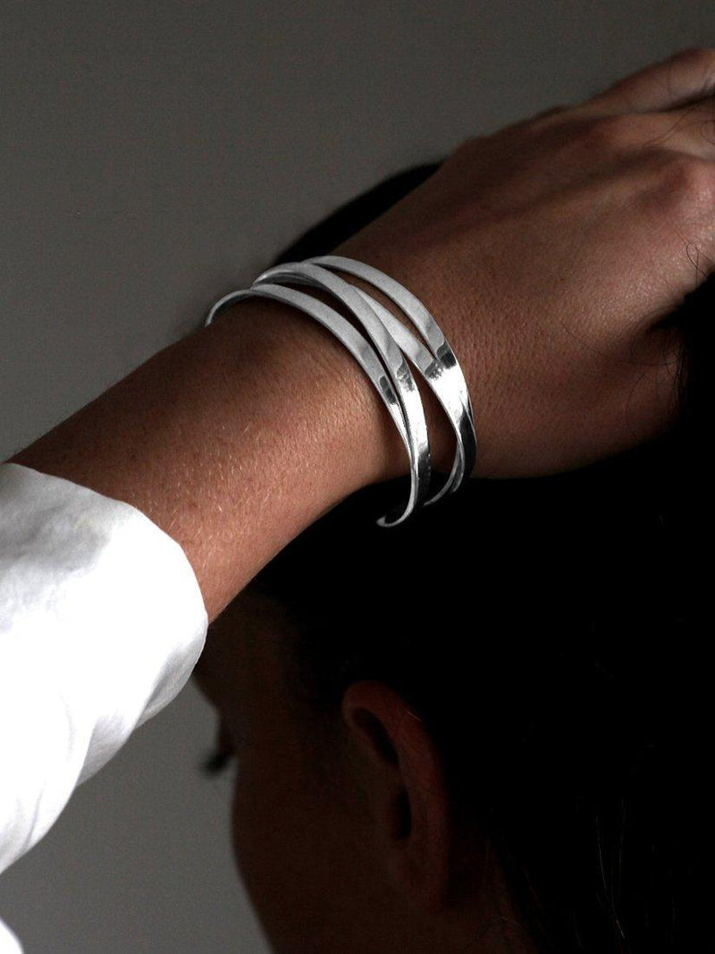 Nina B flat 4 strand open bangle sterling silver - British product
