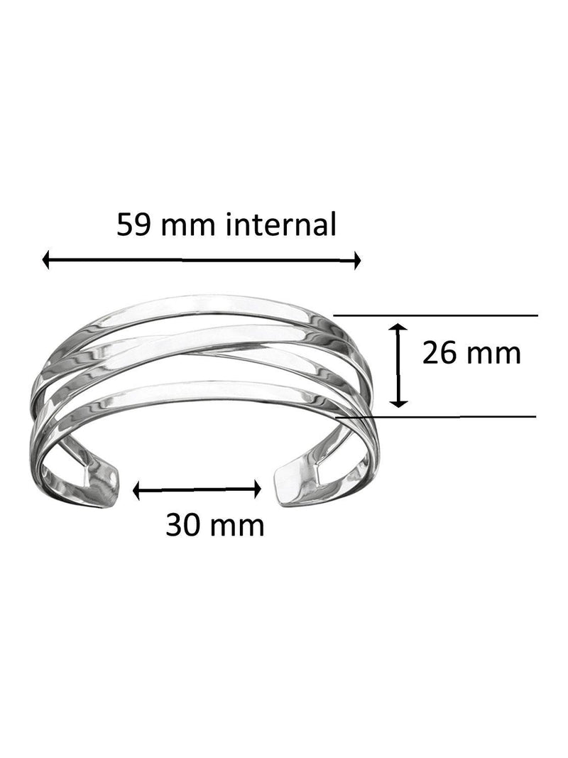 Nina B flat 4 strand open bangle sterling silver - British product