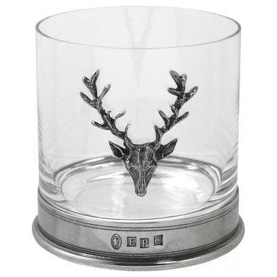 English Pewter Company Single Stag Head Crystal Tumbler 13.5oz