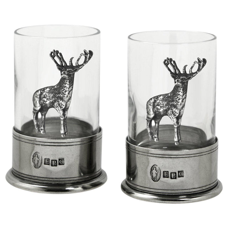 English Pewter Company Crystal Stag shot glasses set of 2 - British product
