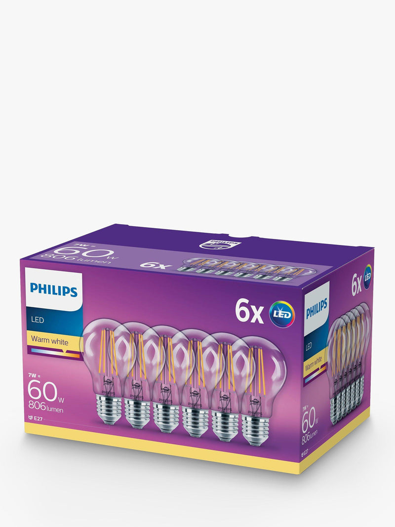 Philips 7W ES LED bulbs warm white pack of 6, UK version