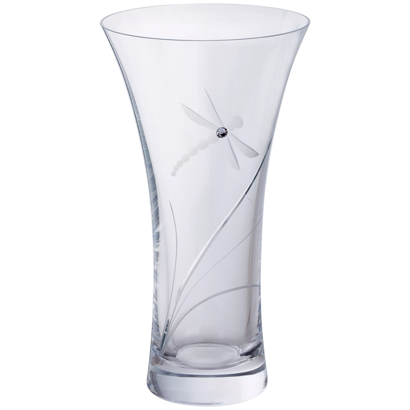 Dartington Crystal dragonfly vase medium clear 21.5cm (British brand)