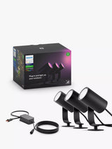 John Lewis Philips Hue White and Colour Ambiance Lily LED Smart Outdoor Stake Lights, Set of 3- Buy online at McGrocer