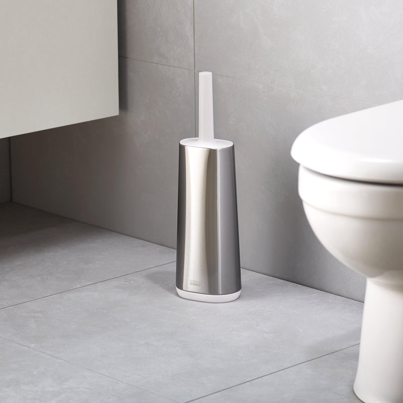 Joseph Joseph flexible D-shaped head toilet brush with steel container - British product