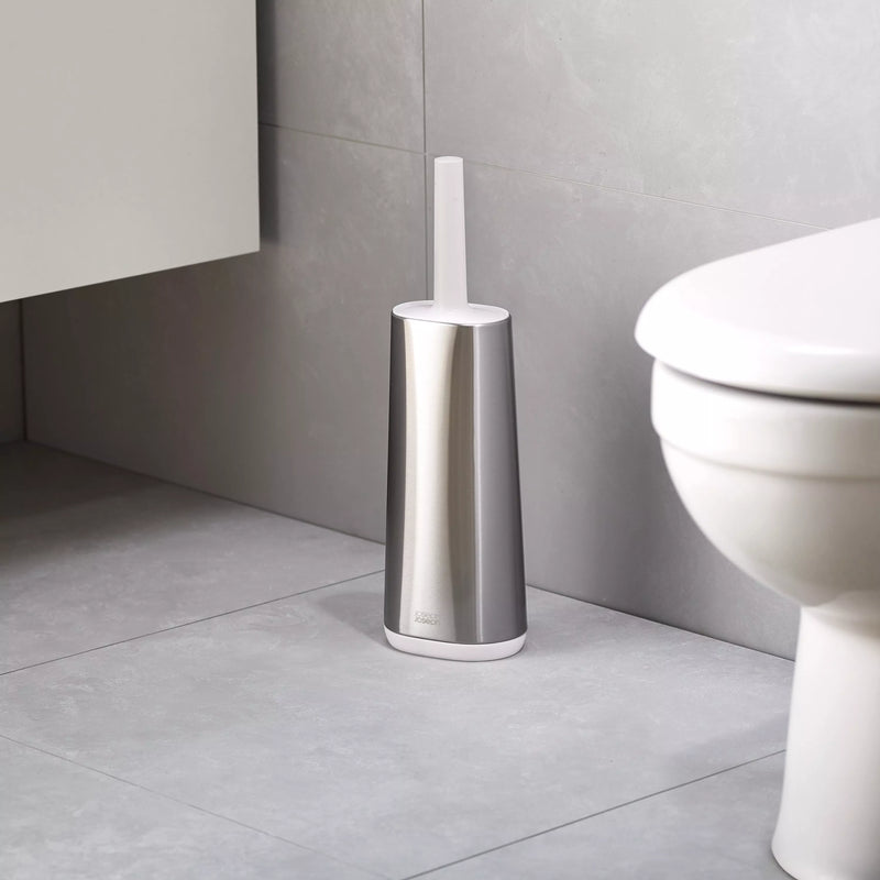 Joseph Joseph flexible D-shaped head toilet brush with steel container - British product