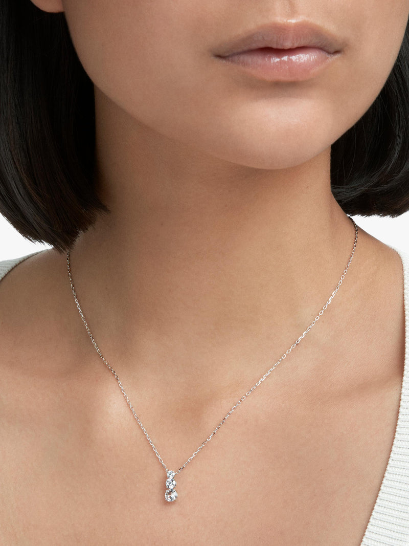 Swarovski Attract triple crystal pendant necklace in silver, UK version