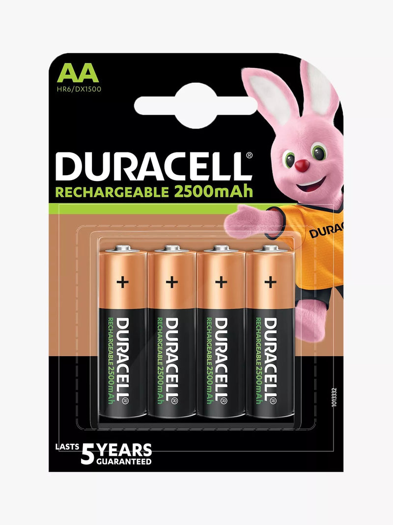 Duracell rechargeable AA batteries 2500mAh pack of 4, UK version