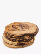 John Lewis Selbrae House Round Olive Wood Coasters, Set of 4, Natural- Buy online at McGrocer