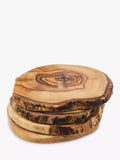 Selbrae House round olive wood coasters set of 4 natural (British brand)