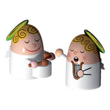 Hand-Decorated Porcelain Figurine Set with Drummer and Harpist