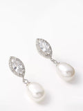 Lido freshwater pearl cubic zirconia drop earrings H2.5x0.5cm imported from the UK
