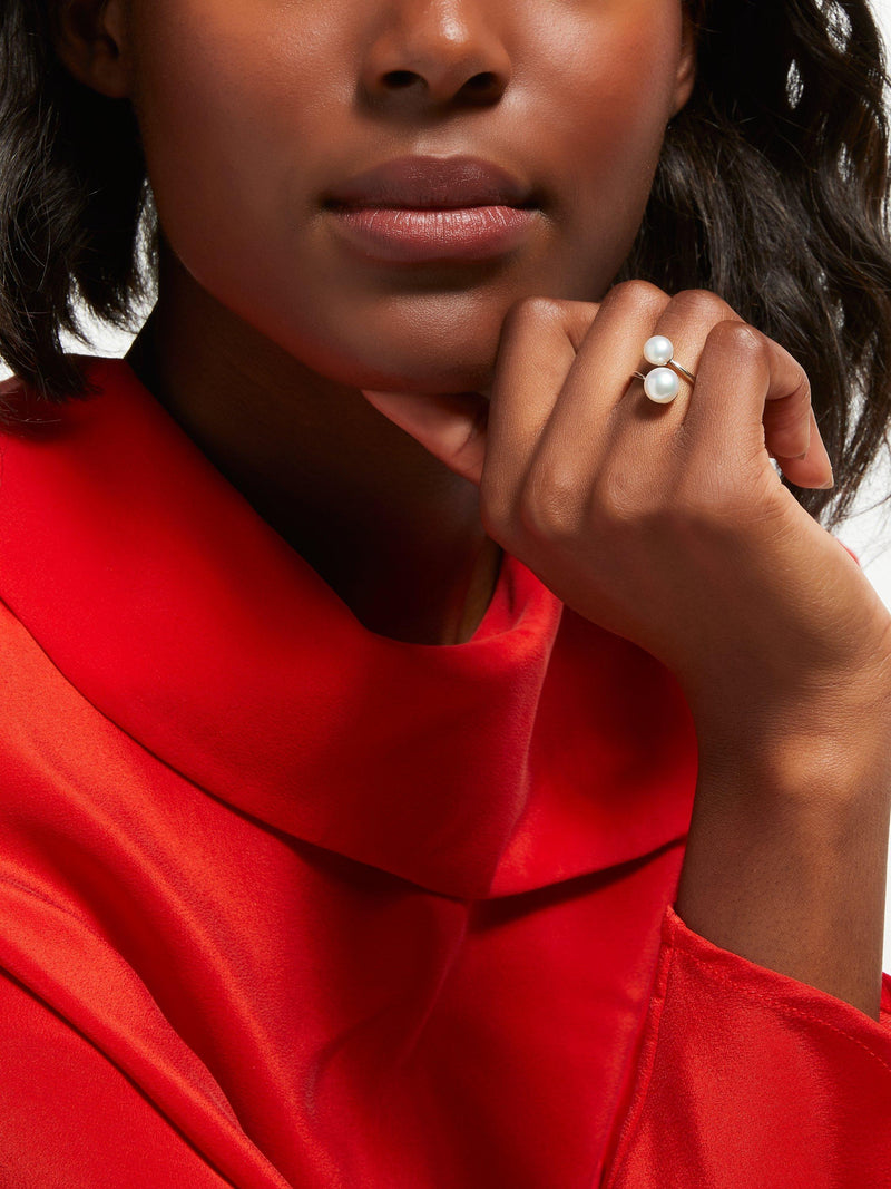 Lido double freshwater pearl ring - British product
