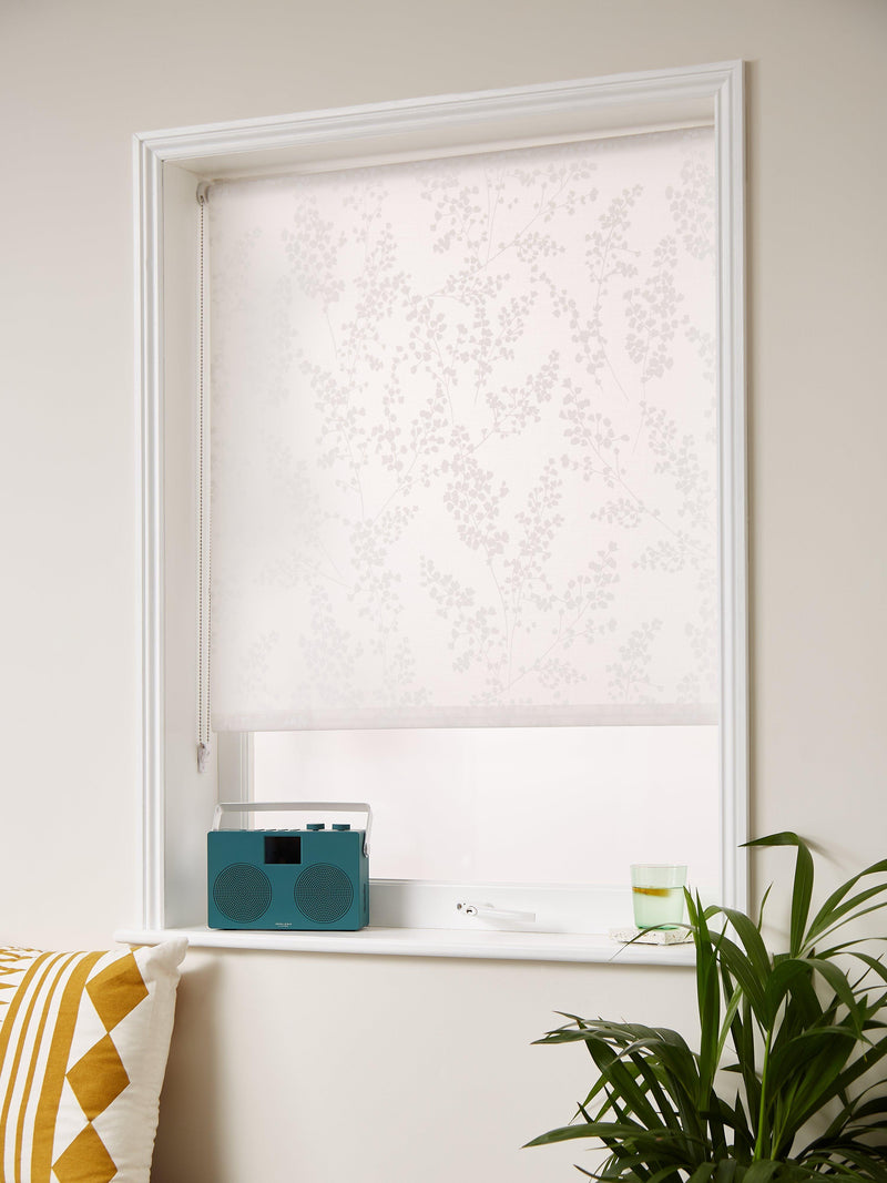 John Lewis white sheer roller blind with floral pattern (British brand)