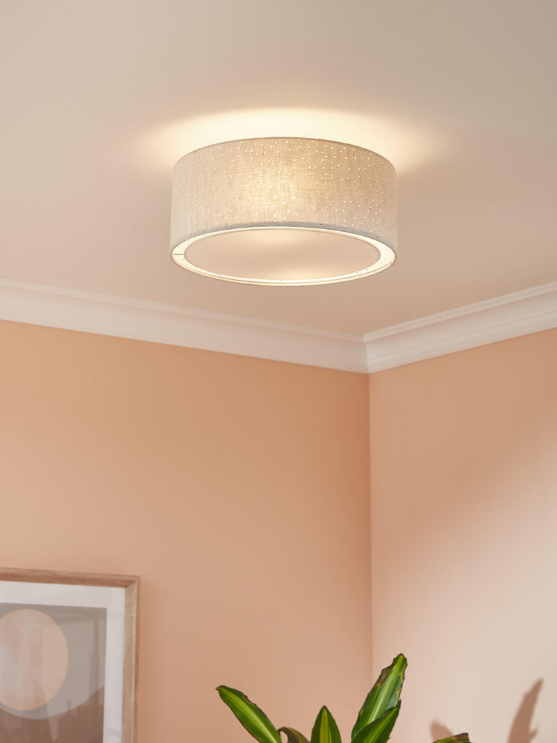 John Lewis Alice semi flush ceiling light natural linen 33cm (British brand)