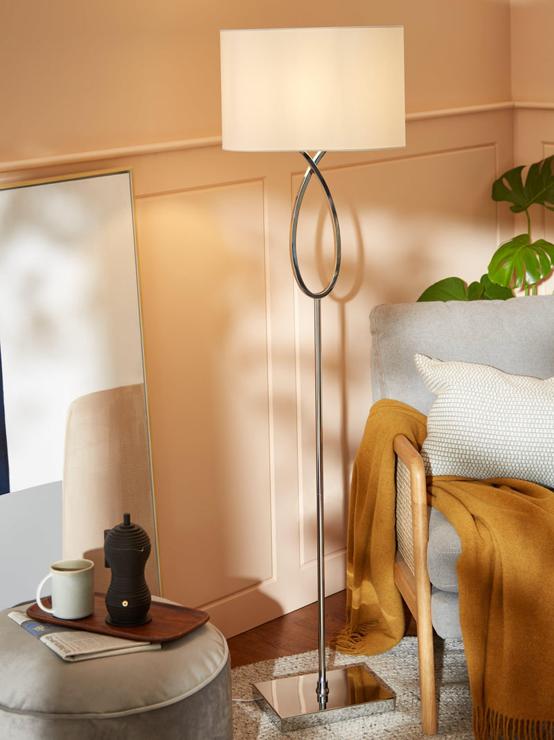 John Lewis Tom floor lamp chrome finish, imported from the UK