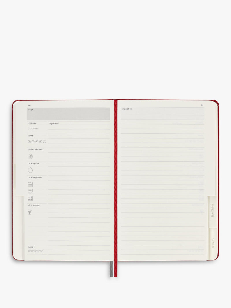 Moleskine Passion Recipe Journal with themed sections, imported from the UK