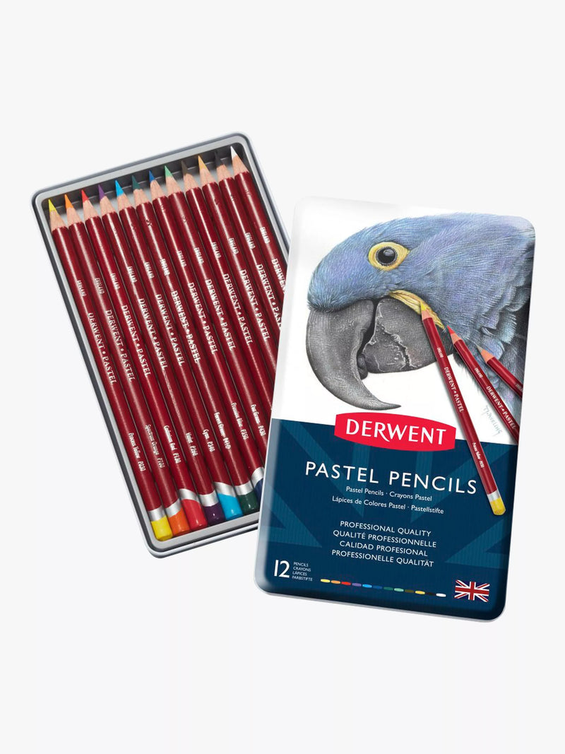 Derwent pastel pencils set of 12 in tin - British product
